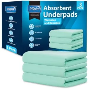 Inspire Super and Ultra Absorbent Disposable Bed Pads (23" X 36" Reusable 3 Pack) - bed pads for incontinence