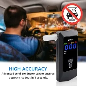 LAMJAD Breathalyzer D900 Digital LED Screen,USB Charger Professional Alcohol Tester Breathalyzer with 8 mouthpieces,semiconductor sensors - product information 12