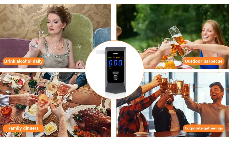 LAMJAD Breathalyzer D900 Digital LED Screen,USB Charger Professional Alcohol Tester Breathalyzer with 8 mouthpieces,semiconductor sensors - product information 13