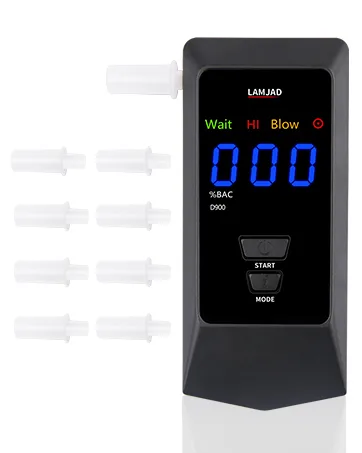 LAMJAD Breathalyzer D900 Digital LED Screen,USB Charger Professional Alcohol Tester Breathalyzer with 8 mouthpieces,semiconductor sensors - product information 3