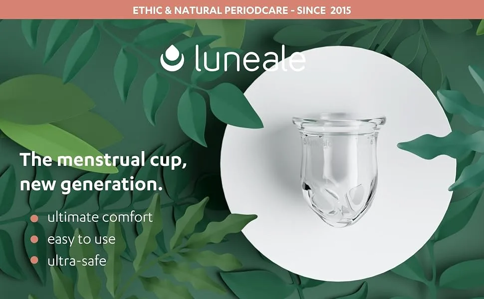 La Cup Luneale - Reusable Stemless Menstrual Cup - Patented Ergonomic Design Created in Collaboration with Midwives - 100% Medical Silicone - 3 Sizes depending on Flow (M - Medium to Heavy Flow) - menstrual cup menstrual cups luneale saalt divacup luneale