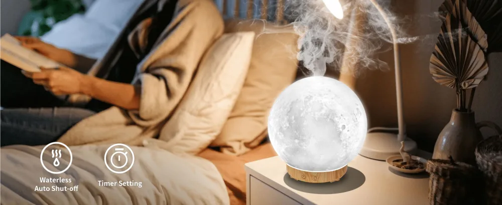 MEIDI Essential Oil Diffuser - Aromatherapy Diffuser, LED Desk Moon Lamp with Cool Mist Humidifier Function, Adjustable Brightness and Mist Mode No Remote Control - Essential Oil Diffusers