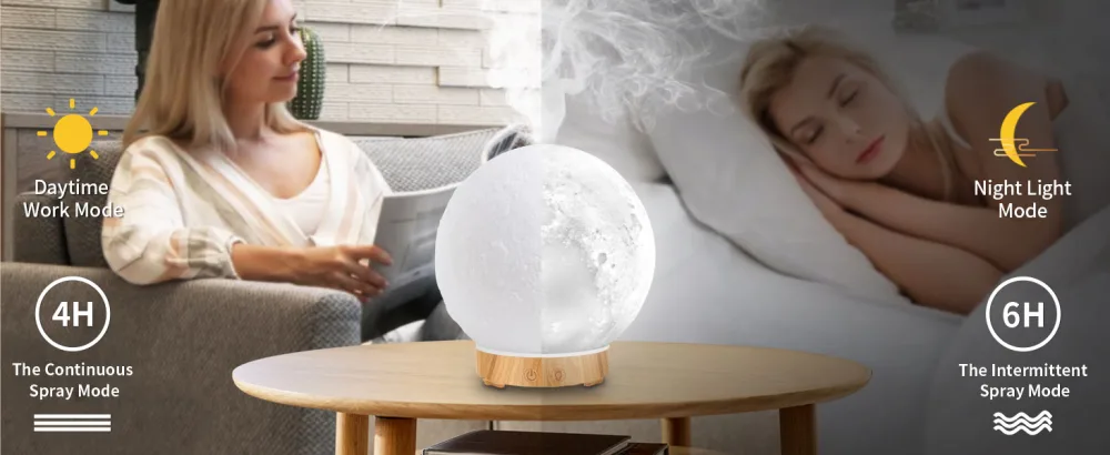 MEIDI Essential Oil Diffuser - Aromatherapy Diffuser, LED Desk Moon Lamp with Cool Mist Humidifier Function, Adjustable Brightness and Mist Mode No Remote Control - Essential Oil Diffusers