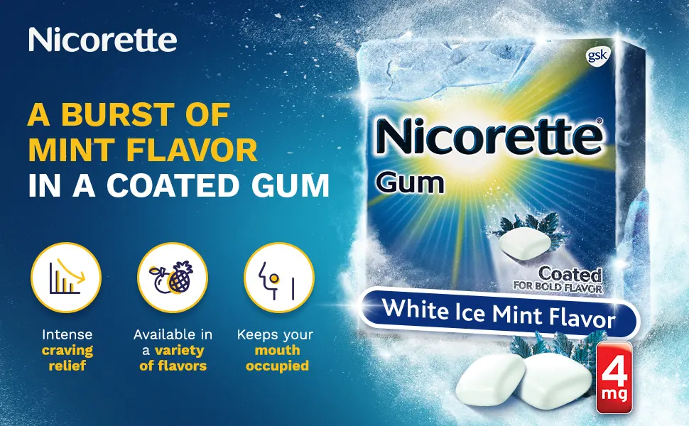 Stop Smoking Aid - A burst of mint flavor in a coated gum