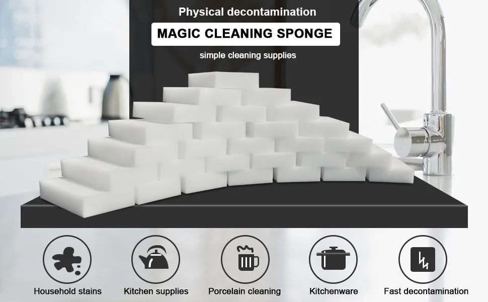 Magic Sponge Eraser, 100 Pack Premium Melamine Foam Cleaning Pads, Non-Scratch Scrub Sponge, Household Cleaning Kitchen Dish Sponges - melamine sponge magic eraser cleaning sponges sponge magic sponge sponges bulk sponges wall
