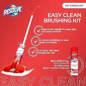 Resolve Pet Specialist Easy Clean Brushing Kit includes Heavy Traffic Foam Carpet Cleaner, 22oz - Easy Clean Brushing Kit