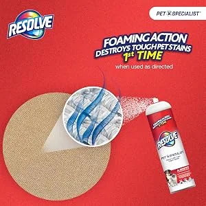 Resolve Pet Specialist Easy Clean Brushing Kit includes Heavy Traffic Foam Carpet Cleaner, 22oz - Foaming action