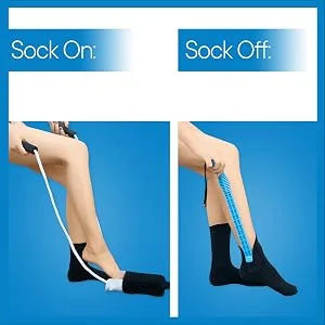 RMS Sock Aid Kit - Easy On Easy Off Device for Putting On Socks and Removing Socks or Stockings for Men and Women with Limited Mobility (Blue) - sock on sock off device for after surgery limited mobility