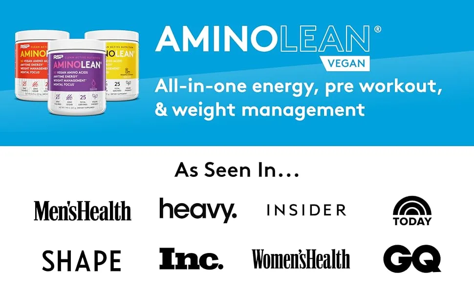 RSP Nutrition Mango Aminolean Amino Acid Supplement Powder, 8.29 OZ Mango 8.29 Ounce - aminolean vegan pre workout bcaa natural energy