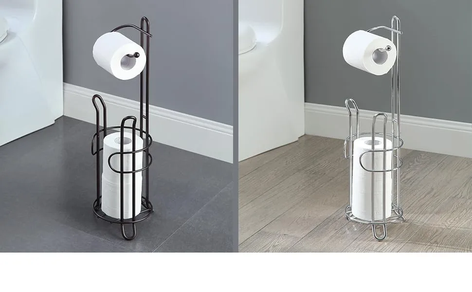 SunnyPoint Bathroom Toilet Tissue Paper Roll Storage Holder Stand with Reserve, The Reserve Area Has Enough Space to Store Mega Rolls Chrome Finish - product information 7