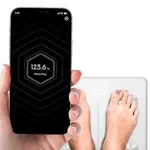 Vont Smart Scale, Wireless Body Fat Scale, BMI Digital Bathroom Scale, Highly Precise Bluetooth Scale for Weight Loss & Body Weight, 13 Measurements, LCD Backlight Display, 400 lbs (White) - Smart Body Scale