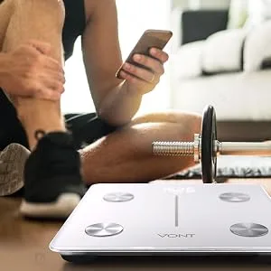 Vont Smart Scale, Wireless Body Fat Scale, BMI Digital Bathroom Scale, Highly Precise Bluetooth Scale for Weight Loss & Body Weight, 13 Measurements, LCD Backlight Display, 400 lbs (White) - Smart Body Scale