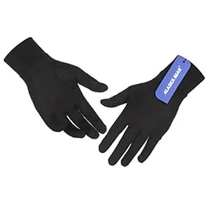 ALASKA BEAR - Natural Silk Liner Gloves Unisex Black Medium - product information 3