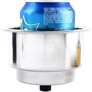 Amarine Made 4pcs Stainless Steel Cup Drink Holder with Drain for Marine Boat RV Camper - cup drink holder