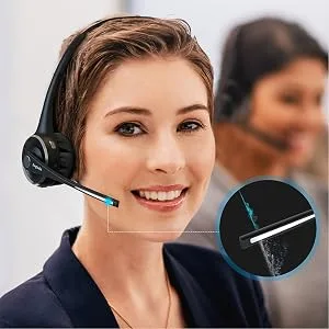 Trucker Bluetooth Angteela Headset with Microphone, Wireless Cell Phone Headset with Noise Canceling Mic Charging Base Mute Function for Home Office Call Center Skype - product information 6