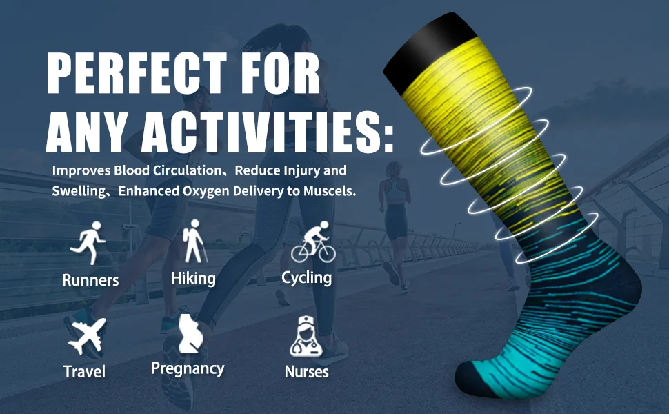 Bluemaple 6 Pack Copper Compression Socks for Women and Men Circulation-Best Support for Medical, Running,Nursing,Athletic C-white+blue Large-X-Large - compression socks women