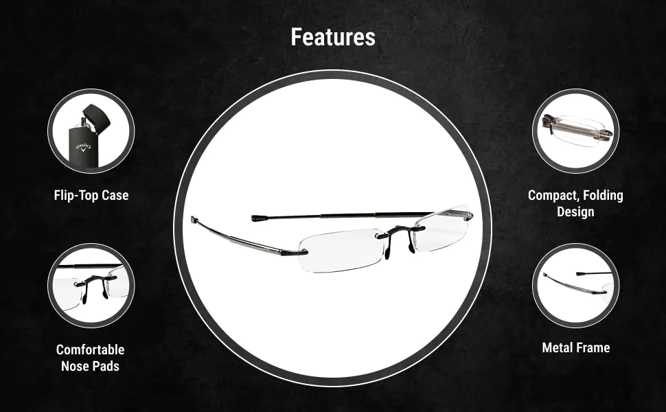 Callaway Scorecard Reader Glasses +3.0 diopters - Features