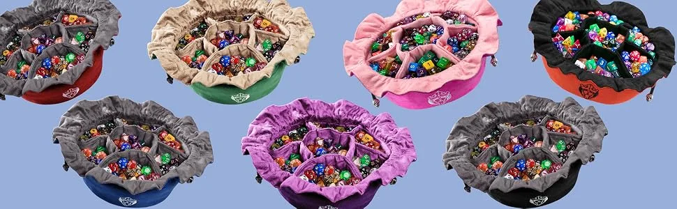 CardKingPro Immense Dice Bags with Pockets - Purple - Capacity 150+ Dice - Great for Dice Hoarders Patented Design - cardkingpro, immense, immense dice bag, dice bag with pockets, large dice bag, dungeons and dragons