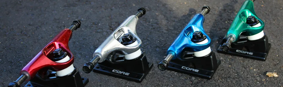 Core Skateboard Trucks - Aluminum Alloy, Premium Bushings - Choose Color/Size Metallic Red / Black / Standard 5.5 (8.25") - Core Skateboard Trucks