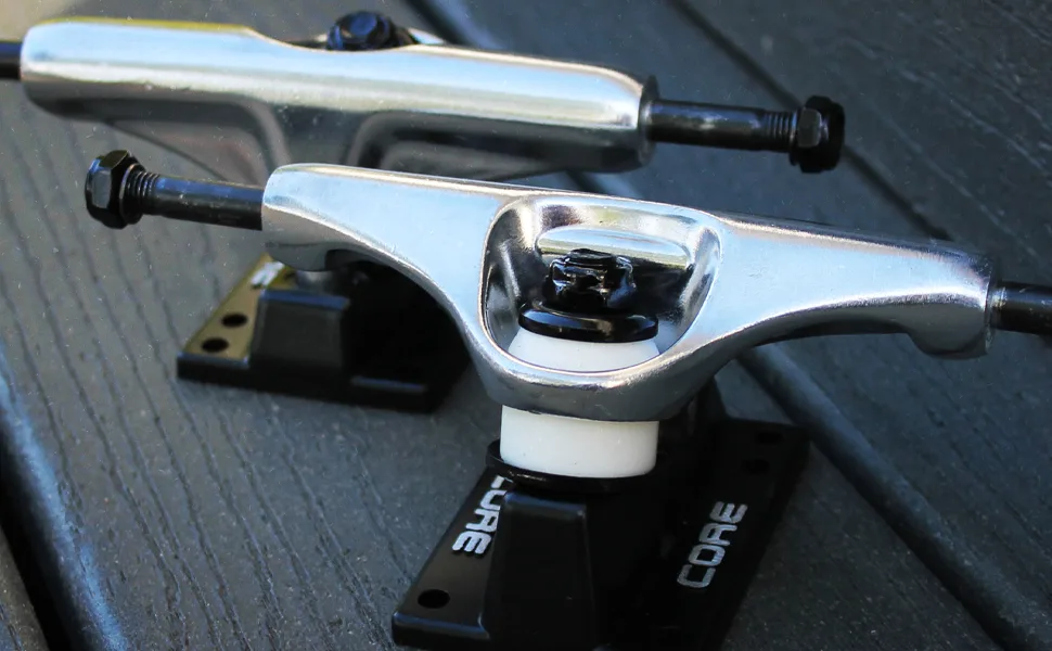 Core Skateboard Trucks - Aluminum Alloy, Premium Bushings - Choose Color/Size Metallic Red / Black / Standard 5.5 (8.25") - Core Skateboard Trucks Silver