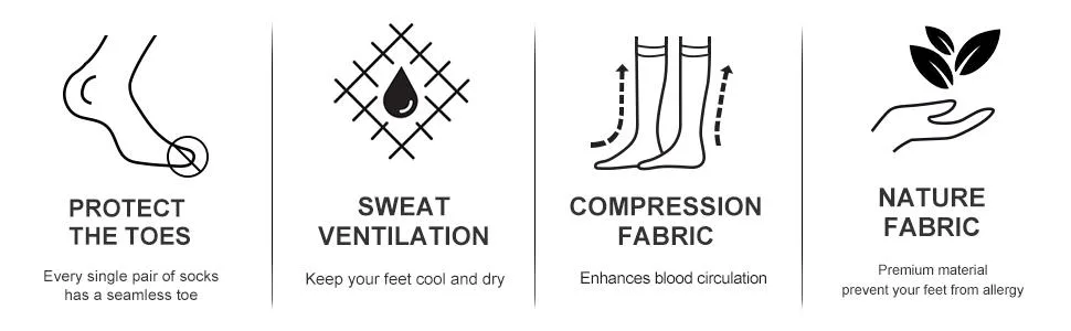 3 Pairs Compression Socks for Men and Women 20-30 mmHg Running Support Socks Large-X-Large Black + White + Grey - product information 11