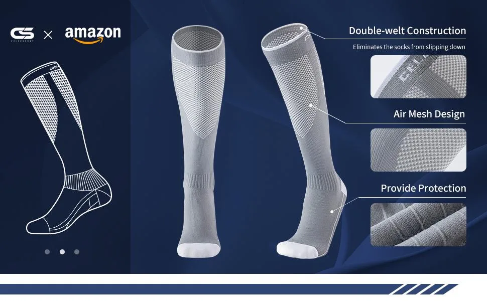 3 Pairs Compression Socks for Men and Women 20-30 mmHg Running Support Socks Large-X-Large Black + White + Grey - product information 12