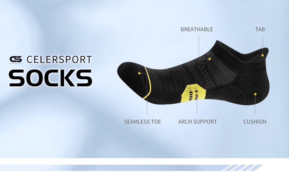 CS CELERSPORT 6 Pack Women's Ankle Running Socks Cushioned Low Cut Tab Athletic Socks Black Medium - product information 27