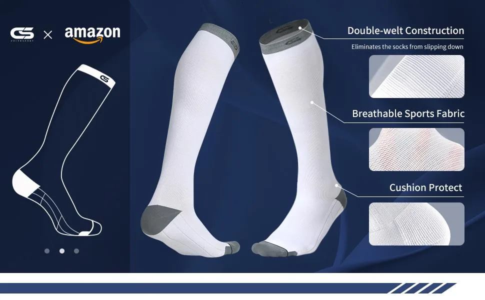 CS CELERSPORT 3 Pairs Compression Socks 20-30mmHg for Men and Women Running Support Socks Large-X-Large Black - product information 3