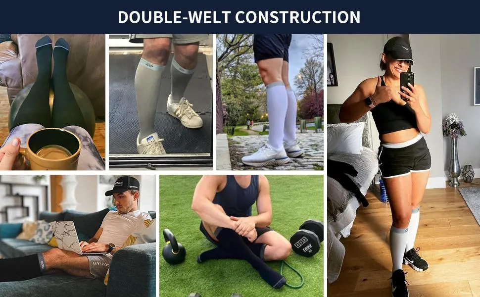 CS CELERSPORT 3 Pairs Compression Socks 20-30mmHg for Men and Women Running Support Socks Small-Medium Black+white+grey - product information 4