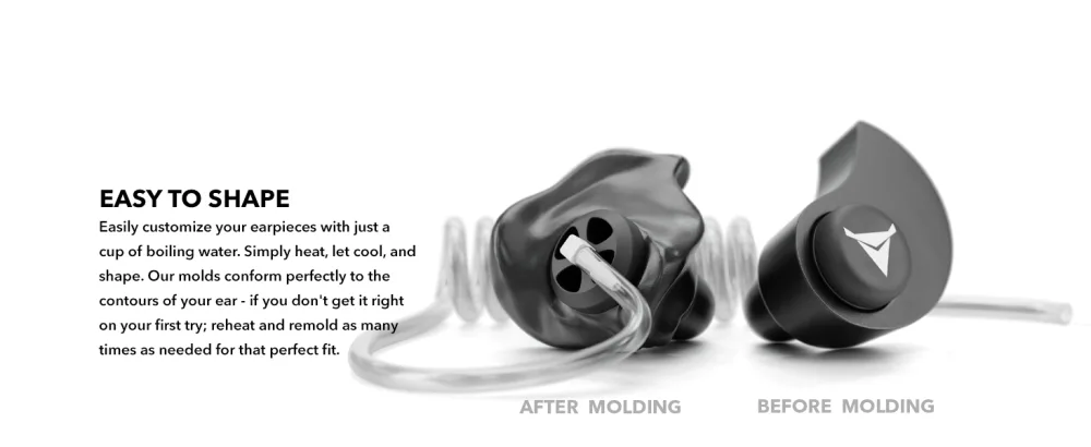 Decibullz - Custom Molded Security Radio Adapters, Thermo-Fit Earpieces Designed for Clear Acoustic Tube Radios (Awareness) - +Awareness Easy to shape