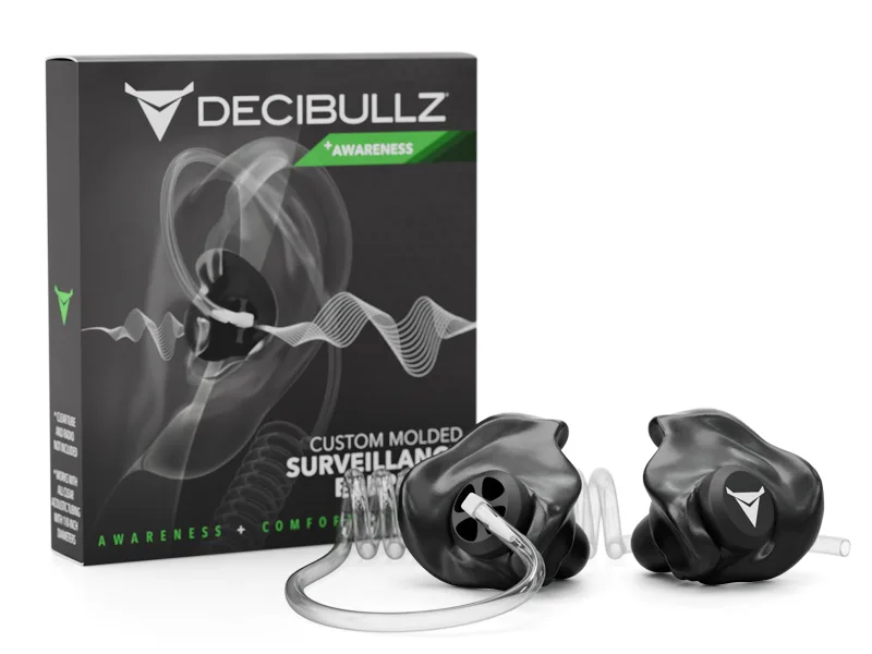 Decibullz - Custom Molded Security Radio Adapters, Thermo-Fit Earpieces Designed for Clear Acoustic Tube Radios (Awareness) - +Awareness GO