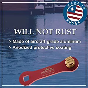 Elite Engineering USA BeachN Boat Drain Plug Wrench for 1/2 inch NPT Plug, Includes Spare Brass Plug Blue - Boat wrench materials