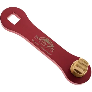 Elite Engineering USA BeachN Boat Drain Plug Wrench for 1/2 inch NPT Plug, Includes Spare Brass Plug Blue - Red Boat Wrench