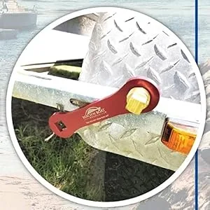 Elite Engineering USA BeachN Boat Drain Plug Wrench for 1/2 inch NPT Plug, Includes Spare Brass Plug Blue - Wrench attached to trailer