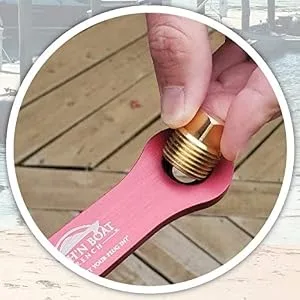 Elite Engineering USA BeachN Boat Drain Plug Wrench for 1/2 inch NPT Plug, Includes Spare Brass Plug Blue - Wrench storing spare drain plug