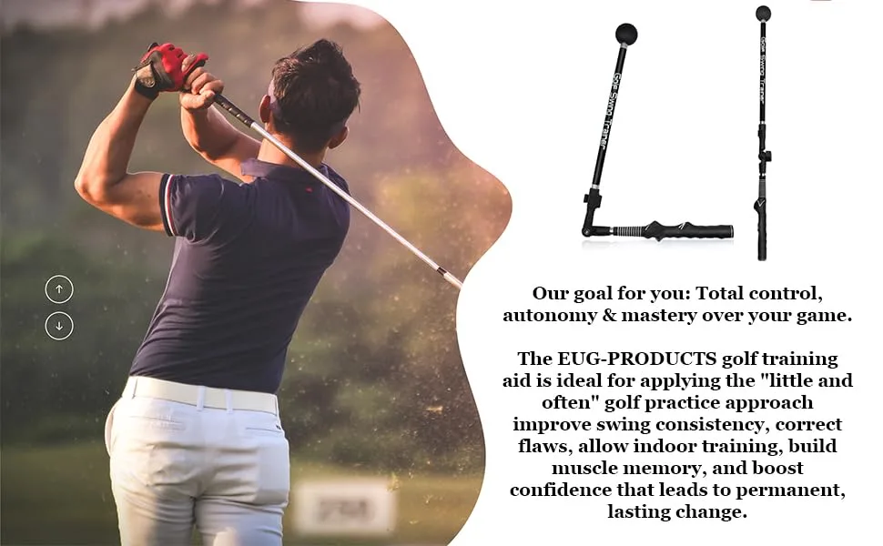 EUG-PRODUCTS Golf Swing Trainer Portable Golf Training Aid Adjustable to Improve Hinge, Forearm Rotation, Shoulder Turn  Lightweight, Durable Golf Swing Master with Ergonomic Grip Black - product information 7