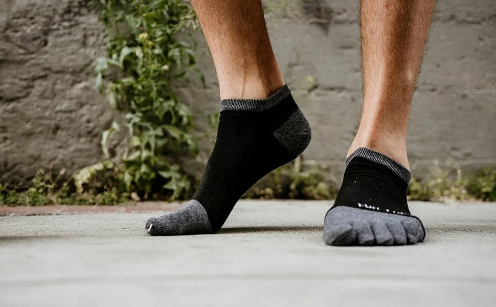 FUN TOES Men's Toe Socks Lightweight Breathable-Value 6 PAIRS Pack- Size 6-12 Black - product information 2
