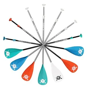 FunWater SUP Paddles - Adjustable Stand Up Paddle 3 Piece Floating Alloy Portable Paddle Board Paddles - Lightweight & Floating oars - Durable and Packable - Efficient Padding BLACK/BLUE - paddle float