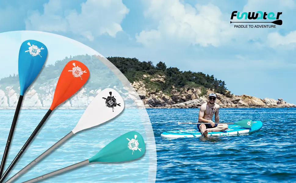 FunWater SUP Paddles - Adjustable Stand Up Paddle 3 Piece Floating Alloy Portable Paddle Board Paddles - Lightweight & Floating oars - Durable and Packable - Efficient Padding BLACK/BLUE - sup paddle