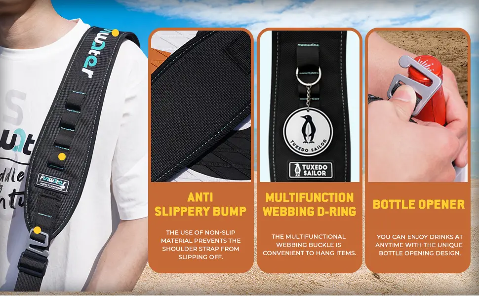 FunWater SUP Carry Strap Harness Adjustable Shoulder Support Strengthen Buckle System for Surfboard, Kayak, Canoe,Longboard, Paddle Board Accessories - Paddle board Carry Strap