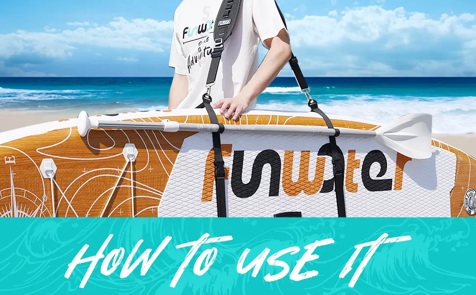 FunWater SUP Carry Strap Harness Adjustable Shoulder Support Strengthen Buckle System for Surfboard, Kayak, Canoe,Longboard, Paddle Board Accessories - Shoulder Carrying Strap