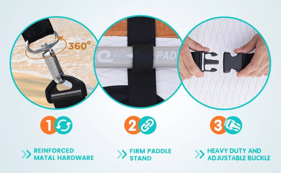 FunWater SUP Carry Strap Harness Adjustable Shoulder Support Strengthen Buckle System for Surfboard, Kayak, Canoe,Longboard, Paddle Board Accessories - Surfboard Shoulder Strap