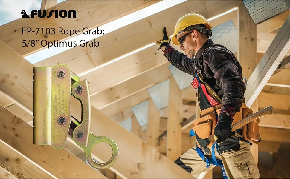 Fusion Climb Optimus Stainless Steel Manual Rope Grab, Safety Harness Rope Grab Protection (FP-7103-GS) - xceeff