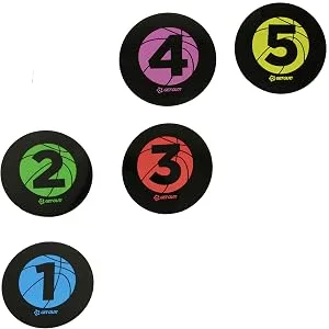 Get Out! Basketball Training Large 9in Disc Spot Markers 5-Pack  Round Flat Numbered Court Floor Poly Vinyl Spots - product information 3