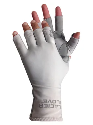 Glacier Glove Islamorada Fingerless Sun Gloves - Blue Water Camo Medium Gray - glove