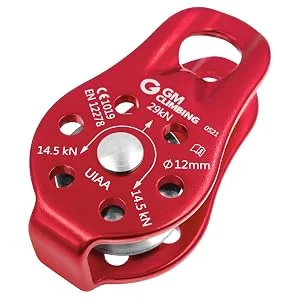 GM CLIMBING 29kN Fixed Micro Pulley CE UIAA Certified Slack Tender for Hitch Tending Pack of 2 - compact and light pulley
