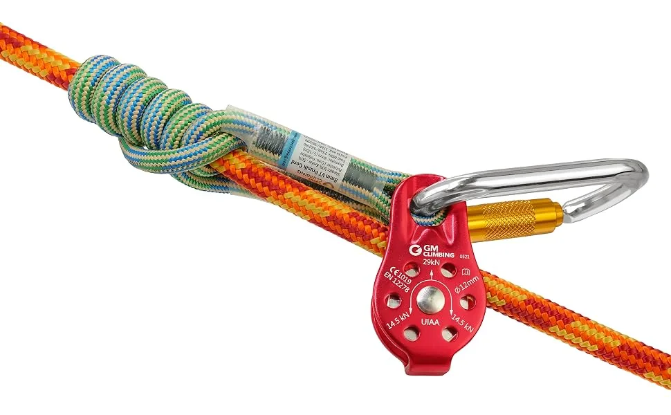 GM CLIMBING 29kN Fixed Micro Pulley CE UIAA Certified Slack Tender for Hitch Tending Pack of 2 - slack tender pulley