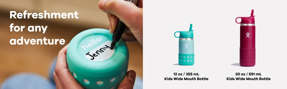Hydro Flask Kids Wide Mouth Straw LID and Boot Honeydew 12 Oz Lake - block 3