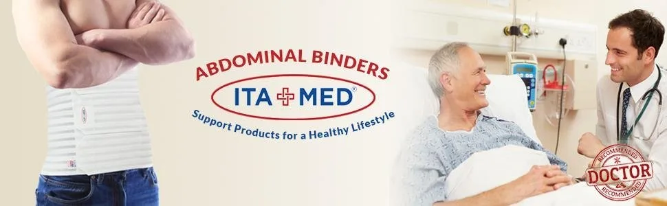 ITA-MED Mens Breathable Elastic Postsurgical Recovery Abdominal and Back Support Wrap/Binder 9 Inch Medium (Pack of 1) Black - product information 1