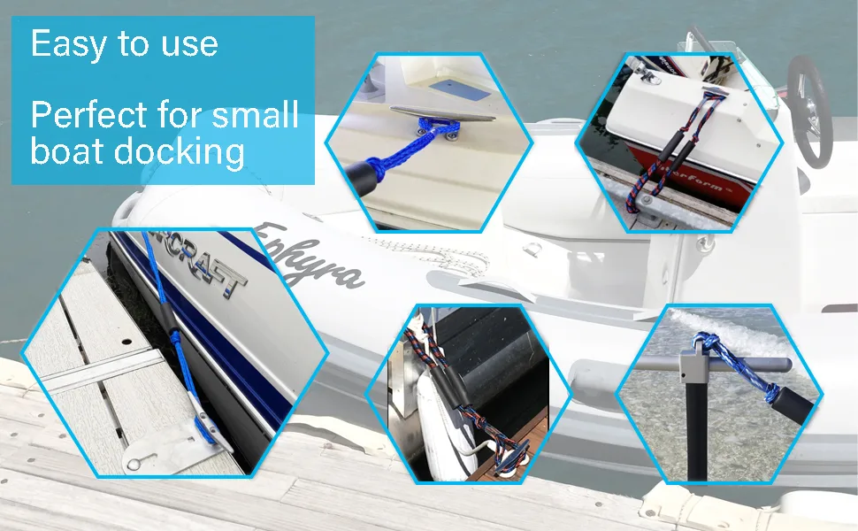 Pack of 4 Bungee Dock Lines for Boat Shock Absorb Dock Tie Mooring Rope Boat Accessories 4-5.5 ft blue - Easy to use